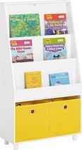 Rootz Kinderboekenplank met opbergdozen - Speelgoedorganizer - Boekenkast - MDF en Bamboe - Muurvast - Eenvoudige montage - 60 cm x 110 cm x 25 cm