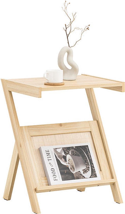 Rootz Moderne Bijzettafel - Nachtkastje - Banktafel - Multifunctioneel met Tijdschriftenrek - Schimmel- en Schimmelbestendig - Bamboe en MDF Constructie - 45cm x 56cm x 36cm
