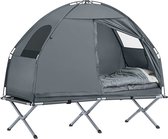 Rootz Ensemble de camping tout-en-un - Tente Pop- Lit de camping portable - Système de couchage extérieur - Nylon Oxford durable - Protection contre les moustiques - Transport facile - 193 cm x 160 cm x 86 cm - Gris clair