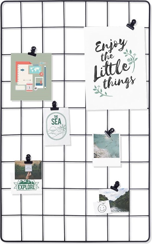 Wandrooster voor Foto'S Metaal Zwart 58x36 cm - Wanddecoratie - Fotowandrooster - Foto Rooster - Wandplaat - Wandrek