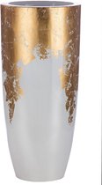 "Konus" goud met wit hoge vaas / plantenbak H.75 cm Gilde Handwerk - eyecatcher - polyresin