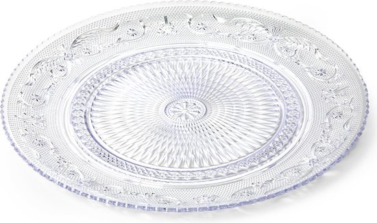 Plasticforte Onbreekbare gebak/taart bordjes - 16x stuks - kunststof - kristal stijl - transparant - 15 en 18 cm - verjaardag van PlasticForte — afbeelding 3