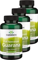 Swanson | Full Spectrum Guarana 500mg | 100 Capsules | 3 stuks | 3 x 100 Capsules