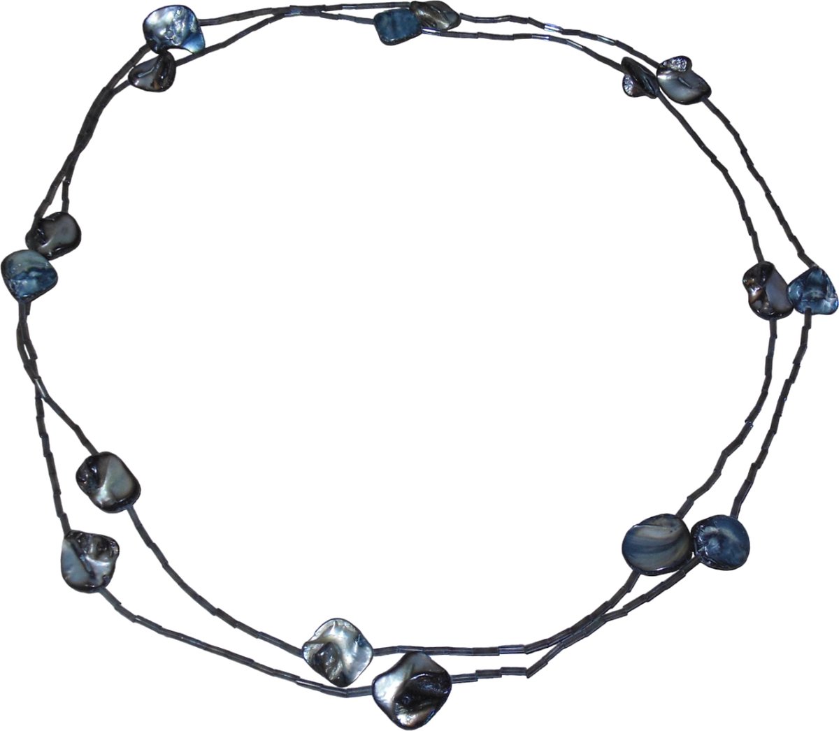 Ketting met zee steentjes grijze tinten