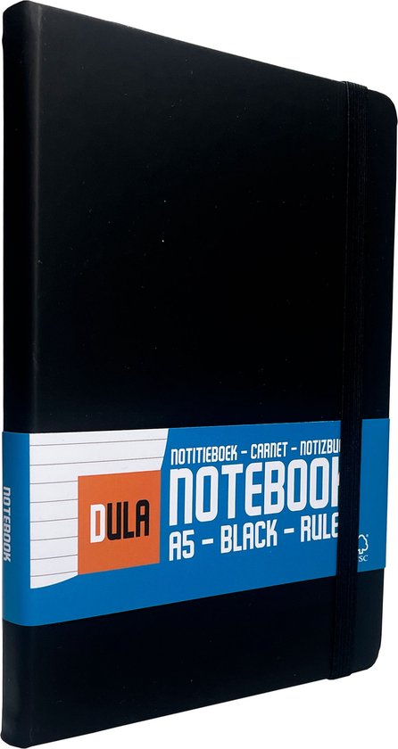 Cahier DULA A5 Zwart ligné avec couverture rigide
