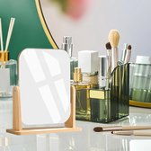 360 graden draaibare tafel make-up spiegel staande cosmetische spiegel hout: 22 x 18 cm tafelspiegel cosmetische spiegel hout tafel spiegel neerzetten hoog helder houten desktop spiegel maker