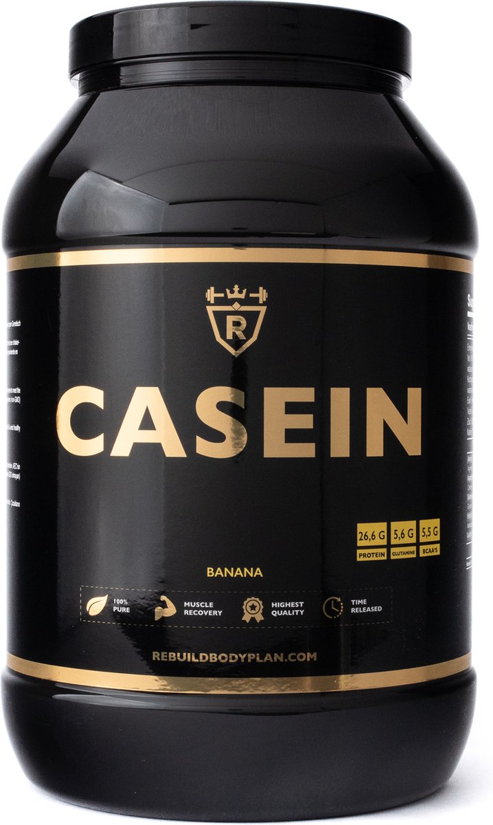 Goedkoopste Rebuild Nutrition Casein - Nacht Proteïne/Caseïne Micellaire/Eiwitshake - Langzame Eiwitten - Banaan smaak - Eiwitgehalte 90 - 1800 gram