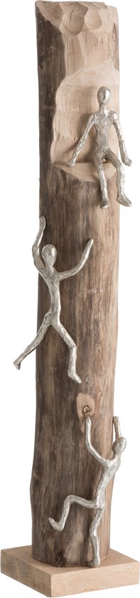 J-Line decoratie Figuur 3Klimmers - hout/aluminium - naturel/zilver