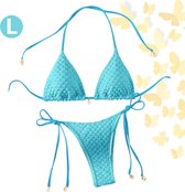 Livano Bikini Dames - Meisjes Bikini - Badpak - Push Up - Vrouwen Badkleding - Zwemmen - Sexy Set - Top & Broekje - Blauw - Maat L