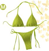Livano Bikini Dames - Meisjes Bikini - Badpak - Push Up - Vrouwen Badkleding - Zwemmen - Sexy Set - Top & Broekje - Groenachtig Geel - Maat M