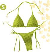 Livano Bikini Dames - Meisjes Bikini - Badpak - Push Up - Vrouwen Badkleding - Zwemmen - Sexy Set - Top & Broekje - Groenachtig Geel - Maat S