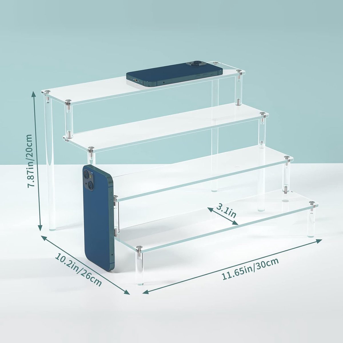 Lifewit 3-traps heldere displaystandaard, 2 stuks, kunststof parfumorganizer, vitrine voor make-up, figuren, sieraden, cupcake, nagellak, werkblad, decoratie, displaystandaard, 30,5 cm
