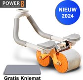 Power-8 Ab roller PRO 2 Orange: Optimale Core Workout: Multifunctionele AB Roller met Timer en Automatische Rebound | Abdominale Ab Wielroller voor Buikspieren | Kracht- en Spiertraining | Afslanken | ab wheel | buikspiertrainers | fitness