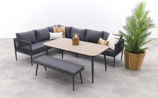 Foto: Gi teramon lounge dining set met bank carbon black 6 delig