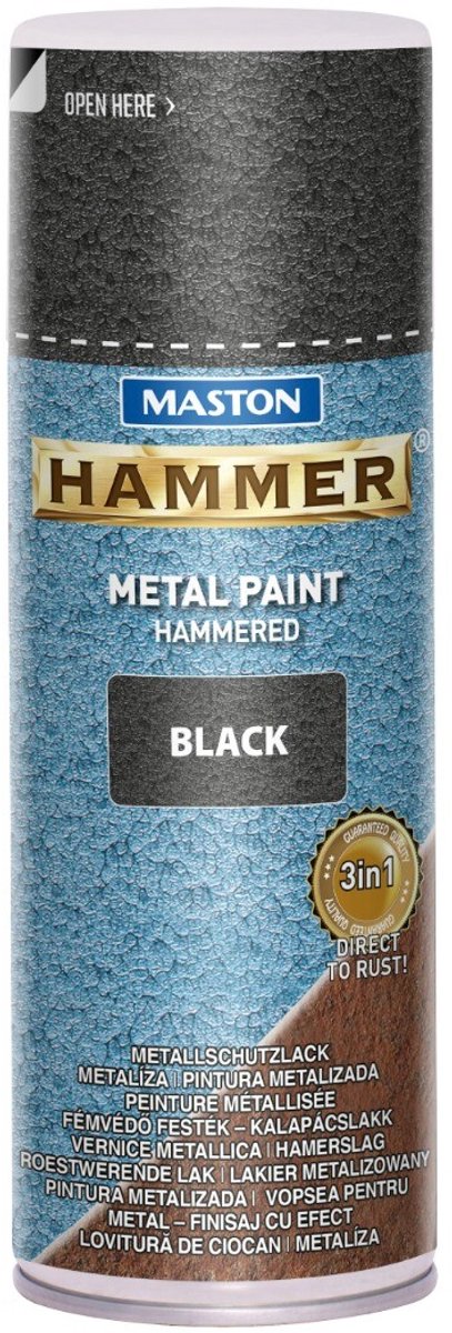 Maston Hammer - metaalverf - zwart - hamerslag - spuitverf - 400 ml - spuitbus verf