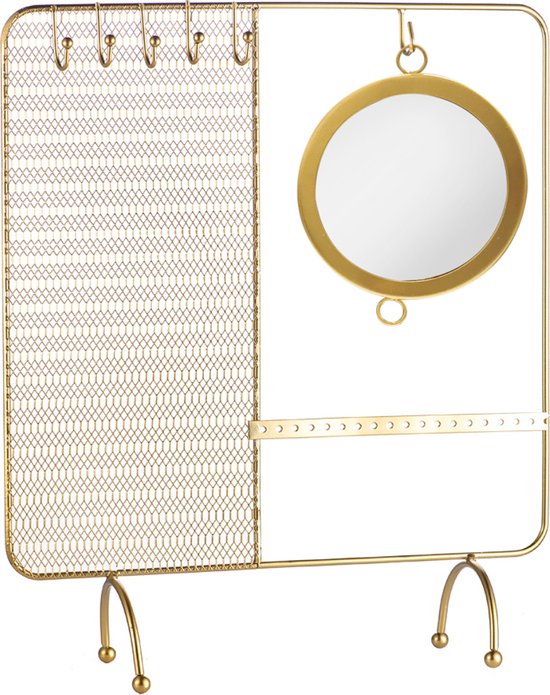 Dottilove Nets Jewelry Mirror & Stand - Dames Sieraden - Minimalistisch - Goud