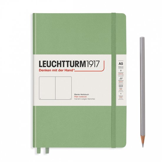 Leuchtturm notitieboek medium pastel groen blanco