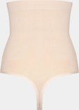 Nude hoge taille string met verstevigende buikband.