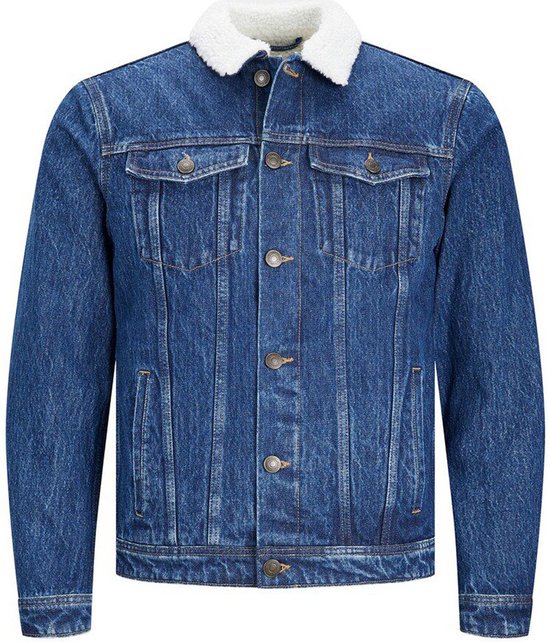 Jack & Jones - Heren Jas zomer Jean Jacket Sherpa - Blauw - Maat XXL