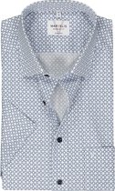 MARVELIS modern fit overhemd - korte mouw - popeline - lichtblauw dessin - Strijkvrij - Boordmaat: 42