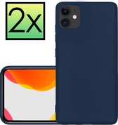 Hoes Geschikt voor iPhone 12 Mini Hoesje Cover Siliconen Back Case Hoes - Donkerblauw - 2x
