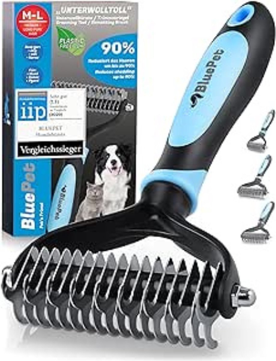 Kattenborstel - Hondenborstel - 2-in-1 Borstel voor Honden en Katten, Onderwolkam voor het Verwijderen van Ondervacht en Klitten, Met Massage-effect en Haarbescherming voor Langharige Huisdieren