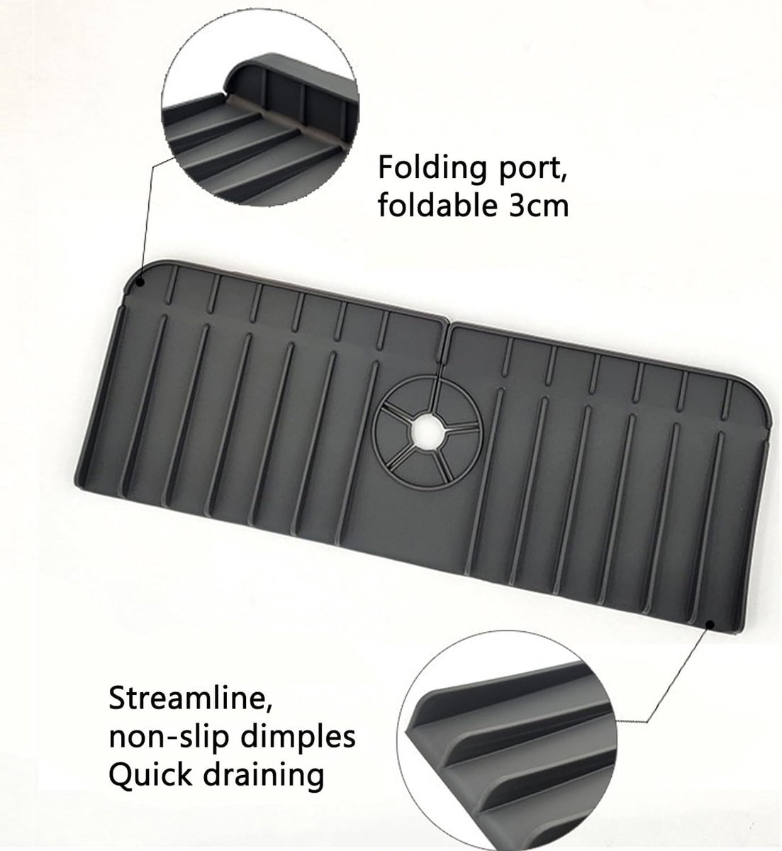 Waterkraan absorberende mat afdruipmat siliconen afdruipmat kraan voor keuken afdruipmat servies voor waterkraan siliconen kraan druppelbak voor kraan spoelbak (2 stuks)
