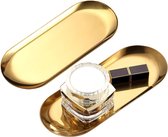 Set van 2 gouden ovale decoratieve borden goud 30 x 12 cm roestvrij staal dienblad goud gouden dienblad voor sieraden, kandelaars, cosmetica of badkamer (goud)