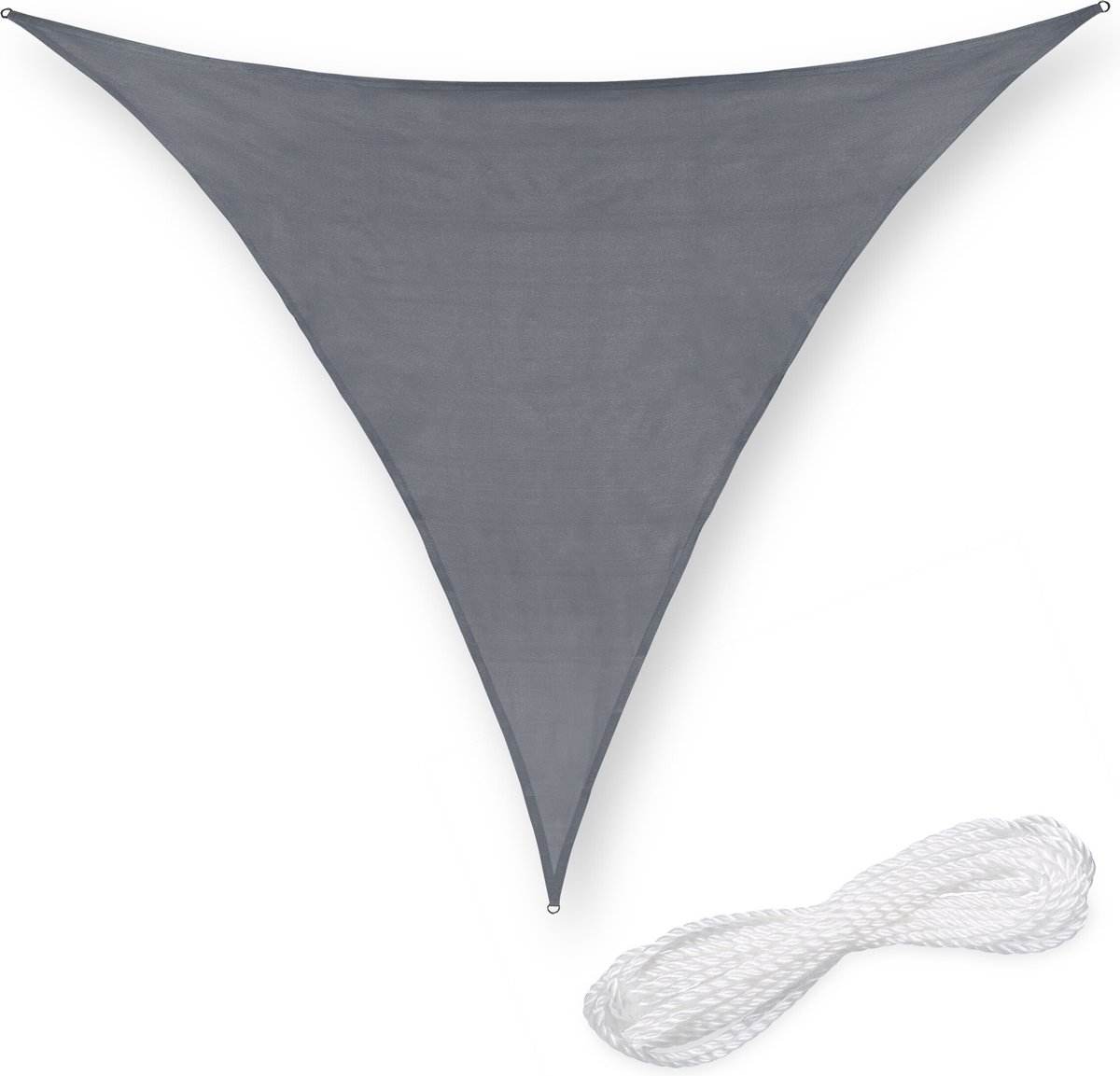 Relaxdays schaduwdoek driehoekig HDPE zonnedoek concaaf verschillende groottes donkergrijs 2 x 2 x 2 m
