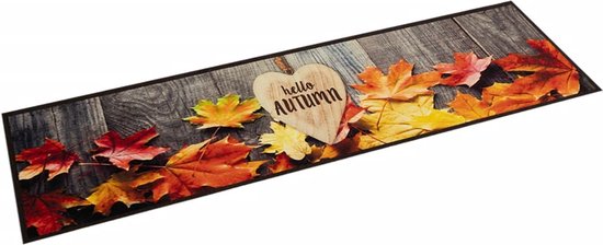 vidaXL - Keukenmat - wasbaar - herfstprint - 60x300 - cm - fluweel