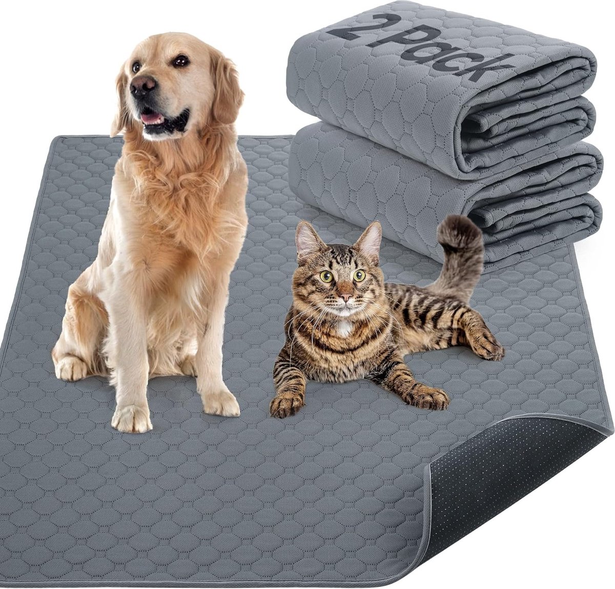 Goedkoopste Herbruikbare hondentrainingspads, 2-pack wasbare puppytrainingspads Superabsorberende waterdichte urinepads voor honden in de auto