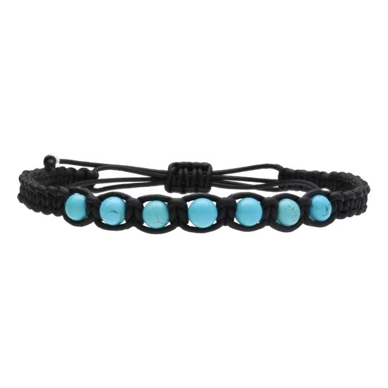 Bela Donaco - Bracelet de cheville Bohemian B6 – Turquoise – Cuir tressé noir