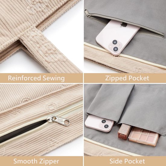Keyck Handtas Dames Corduroy Schoudertas Dames Groot Tote Bag met Ritssluiting, Crossbody Bag Dames Shopper Bag Handtas Schoudertassen voor Werk Kantoor Reizen Winkelen School (Groen Keyck Handtas Dames Corduroy Schoudertas Dames Groot Tote Bag met Ritssluiting, Crossbody Bag Dames Shopper Bag Handtas Schoudertassen voor Werk Kantoor Reizen Winkelen School (Groen