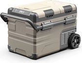 Elektrische Compressor Koelbox Op Wielen - Dual Zone - 35 liter - 12V en 230V - LG Compressor inside - inclusief mandjes -voor auto en camping - Sandstone