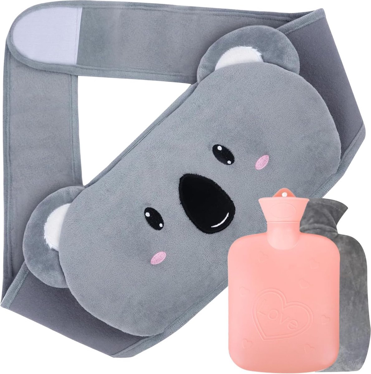 Goedkoopste Koala Warmwaterkruikriem, 1 liter, 3 stuks, pvc, warmtegordel met overtrek en tailleovertrek, voor kinderen en volwassenen