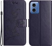 Coverup Bloemen & Vlinders Book Case - Geschikt voor Motorola Moto G04 / G24 / G24 Power Hoesje - Donkerpaars