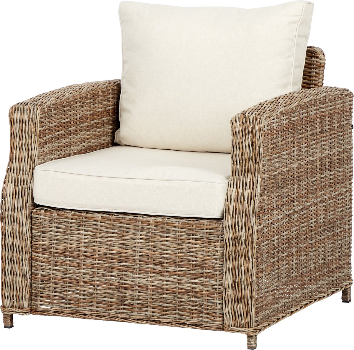 Gram fauteuil tuin model 1, incl. kussen, naturel en off white.