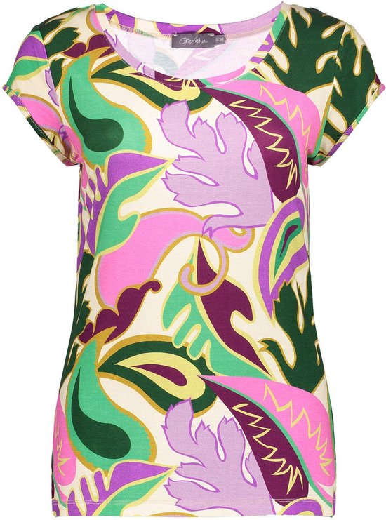 Geisha T-shirt Kate V Hals Top 42052 60 Lilac/green Dames Maat - L