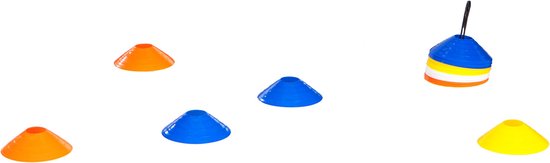 AXI MarkersPro404, Markeer Pionnen - 40 stuks - Blauw/Geel/Wit/Oranje - Markeringshoedjes - Voetbal Hoedjes - Markeerschijven