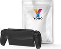 Zwarte, ergonomische hoes voor de Playstation Portal, naast een YONO verpakking.