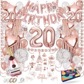 Fissaly 20 Jaar Rose Goud Verjaardag Decoratie Versiering – Feest - Helium, Latex & Papieren Confetti Ballonnen