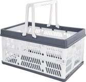 Shopping Basket, kleine vouwdoos, opvouwbaar met handvat, vouwdoos, te gebruiken als inklapbare boodschappenmand, handmand en kofferbak-organizer (wit, 38 x 25,5 x 20)