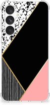 Smartphone hoesje Geschikt voor Samsung Galaxy A55 TPU Silicone Hoesje met transparante rand Black Pink Shapes