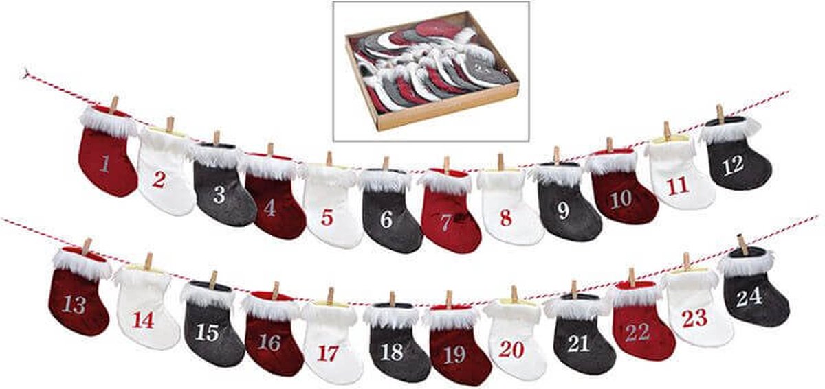 Adventskalender Ophangbaar Kerst Sokken