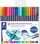 STAEDTLER Design Journey - Dubbele Brush pen met penseelpunt - set 18 st