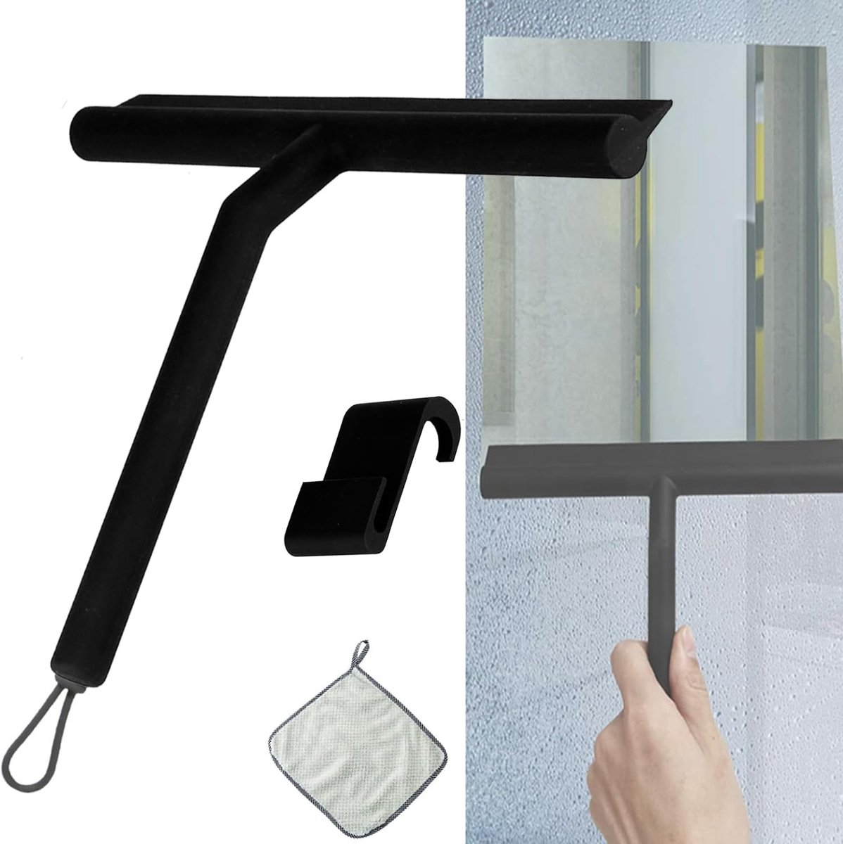 Goedkoopste Douchewisserset met houder, badkamerwisser, douchewisser, raamwisser, siliconen douchewisser, douchewisser voor douche, badkamer, spiegel, reiniging van glas