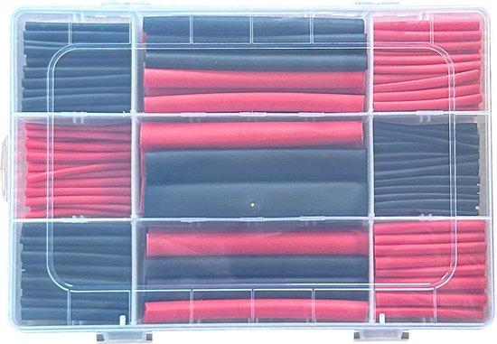 270-delige Waterdichte Krimpkousenset - Dubbelwandig Met Lijm, 5 Maten In Zwart En Rood, Ideaal Voor Auto, Boot En Elektronica - Polyolefine 3:1 Krimpverhouding