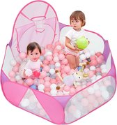 Ballenbak voor kinderen, groot pop-up ballenbad, speeltent voor peuters, babybox met basketbalkorf en opbergtas, 120 cm, ballen niet inbegrepen