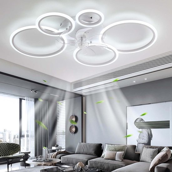 Newday Plafondventilator met lichtverlichting en afstandsbediening, zwart, plafondlamp met ventilator, 122 cm, plafondventilator met verlichting voor slaapkamer, woonkamer, DC-motor, stil