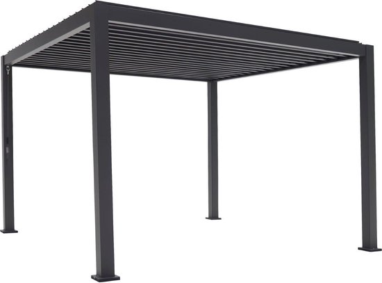 Deluxe® Domo PRO - Luxe overkapping - Antraciet - Paviljoen - Aluminium - 3x4 m - Luxe vrijstaande zonwering en tuin overkapping met kantelbare lamellen - Weerbestendig - Voor gebruik als pergola, carport of veranda.